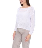 vestino Damen Strick-Pullover mit Netz-Struktur Alltags-Pulli Sweater 900709 Weiß
