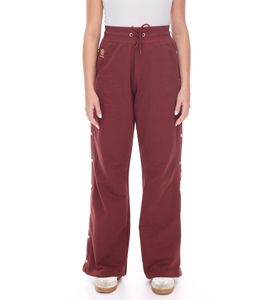 YOU DO YOU Damen Trainings-Hose Baumwoll-Sport-Hose mit seitlicher Knopfleiste Jogging-Hose Weites Bein Yoga-Wear 905064 Mahagoni-Braun