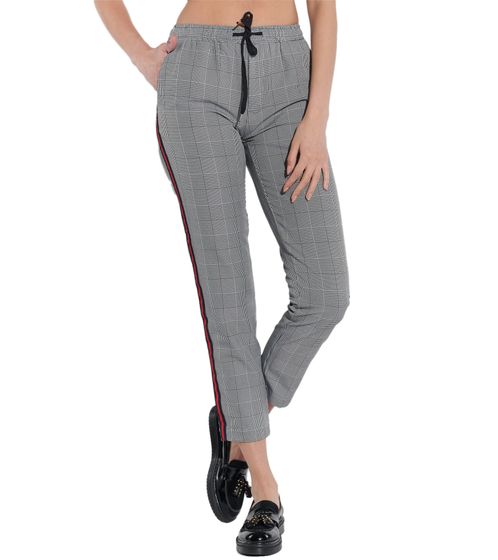 vestino Damen Business-Hose karierte Stoff-Hose Freizeit-Hose Grau/Schwarz