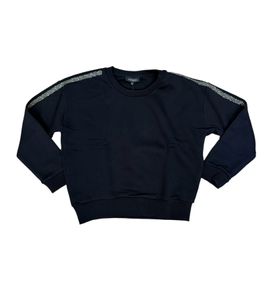 felpa donna vestino maglia in cotone con fascia in strass 900299 nero