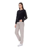 vestino Damen Sweatshirt Baumwoll-Shirt mit Strassband Pullover 900299 Schwarz