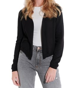 vestino Damen Bolero Strick-Jacke mit schmalen Rippbündchen Cardigan 901318 Schwarz