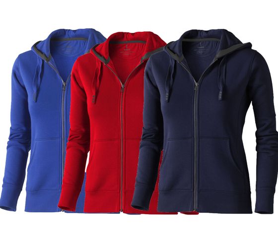 Felpa con cappuccio da donna Elevate Arora, in cotone tinta unita da 300 g/m2, blu, rosso o blu scuro