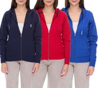 Elevate Arora Women's Hooded Sweatshirt, 300gsm Plain Cotton Jacket, Blue, Red, or Dark Blue