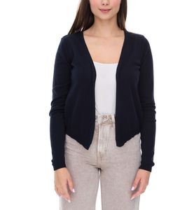 vestino Damen Bolero Strick-Jacke mit schmalen Rippbündchen Cardigan 901318 Navy