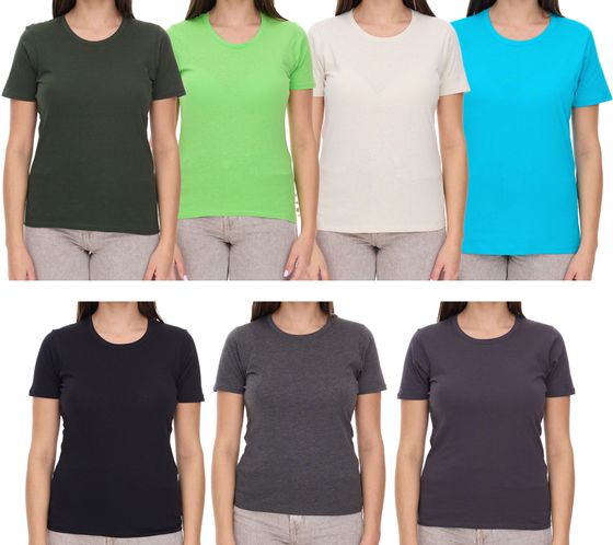 ELEVATE Heros Damen T-Shirt schlichtes Baumwoll-Shirt 150 g/m2 Basic-Shirt Unterzieh-Shirt Dunkelgrün, Dunkelgrau, Dunkelgrau meliert, Schwarz, Beige, Apfelgrün oder Hellblau