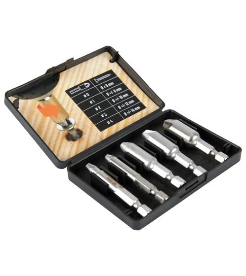 Coffret de 5 extracteurs de vis HAMMERSCHMITT adapté à différentes têtes de vis et adapté aux tournevis et perceuses courants Accessoires d'outils P8-HS-SRH2