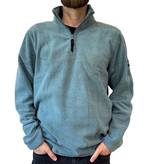 MAUI SPORTS Herren Fleece-Pullover Sweater mit Reißverschluss moderner Troyer-Pullover mit Stehkragen Blau