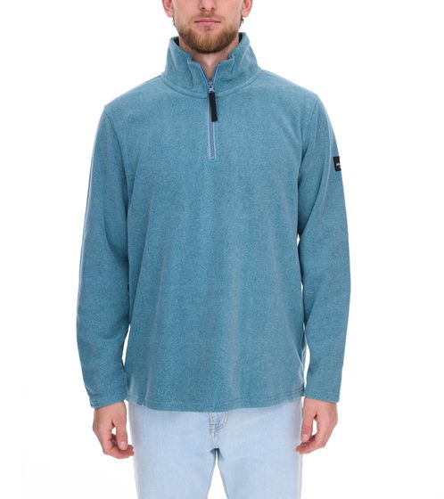 MAUI SPORTS Herren Fleece-Pullover Sweater mit Reißverschluss moderner Troyer-Pullover mit Stehkragen Blau