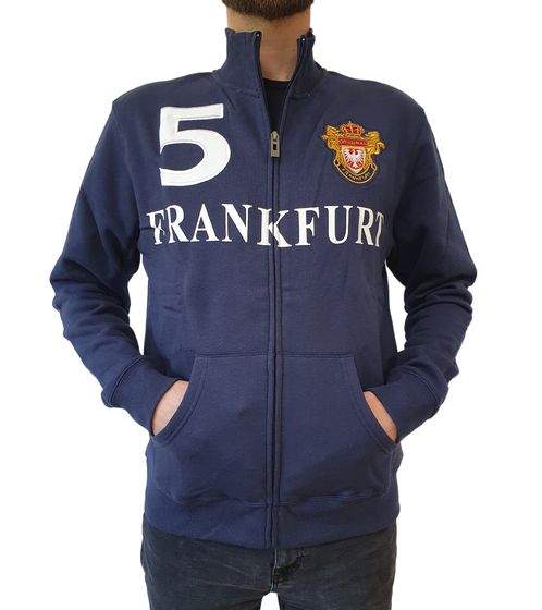 ROBIN RUTH Frankfurt Herren College-Jacke mit Schriftzug Frühlings-Jacke mit Stickerei Übergangs-Jacke Sweat-Jacke Frk-05 Navy