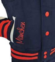 Veste universitaire homme ROBIN RUTH Munich avec logo, veste d'automne brodée, veste de mi-saison, sweat-shirt, FMCN-H bleu marine/rouge