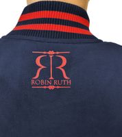 Veste universitaire homme ROBIN RUTH Munich avec logo, veste d'automne brodée, veste de mi-saison, sweat-shirt, FMCN-H bleu marine/rouge