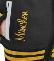 Veste universitaire homme ROBIN RUTH Munich avec logo, veste d'automne brodée, veste de mi-saison, sweat-shirt FMCN-B noir/jaune