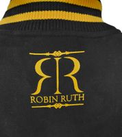 Veste universitaire homme ROBIN RUTH Munich avec logo, veste d'automne brodée, veste de mi-saison, sweat-shirt FMCN-B noir/jaune