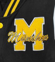 Veste universitaire homme ROBIN RUTH Munich avec logo, veste d'automne brodée, veste de mi-saison, sweat-shirt FMCN-B noir/jaune