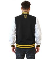 Veste universitaire homme ROBIN RUTH Munich avec logo, veste d'automne brodée, veste de mi-saison, sweat-shirt FMCN-B noir/jaune