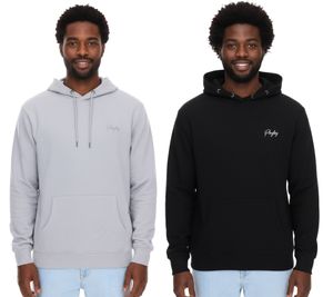 PLAYBOY Men's Cotton Pullover Long-Sleeved Hoodie in Black or Heather Gray