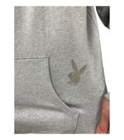 PLAYBOY Herren Baumwoll-Pullover Langarm-Shirt mit Kapuze Hoodie Schwarz oder Grau meliert