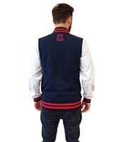 Veste universitaire homme ROBIN RUTH Munich avec logo, veste d'automne brodée, veste de mi-saison, sweat-shirt, bleu marine/rouge ou noir/jaune