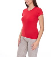 WORXWEAR Damen T-Shirt modisches Rundhals-Shirt mit 180gsm Kurzarm-Shirt Rot