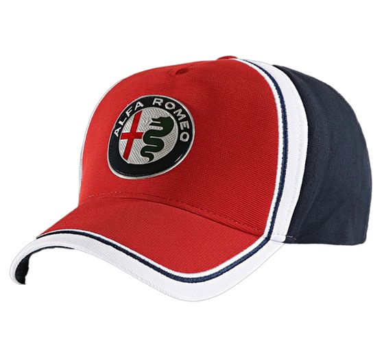 ALFA ROMEO Base-Cap für Damen oder Herren mit Logo-auf der Front Baumwoll-Cap AFRCP51 Dunkelblau/Rot/Weiß