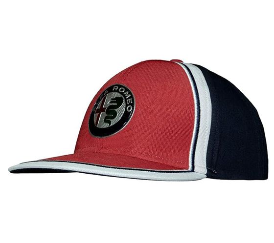 ALFA ROMEO Base-Cap für Damen oder Herren mit Logo-auf der Front Baumwoll-Cap AFRCPF52 Dunkelblau/Rot/Weiß