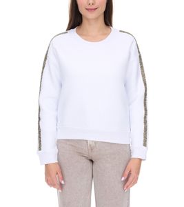 felpa donna vestino maglia in cotone con fascia in strass 900299 bianco felpa donna vestino maglia in cotone con fascia in strass 900299 bianco