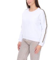 Vestino Women's Cotton Sweatshirt with Rhinestone Band, 900299 White