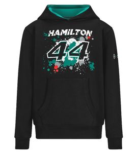 Mercedes-Benz AMG Petronas F1 Lewis Hamilton Hoodie, Sustainable Girls' and Boys' Hooded Sweatshirt, Formula 1 701218883 001 Black