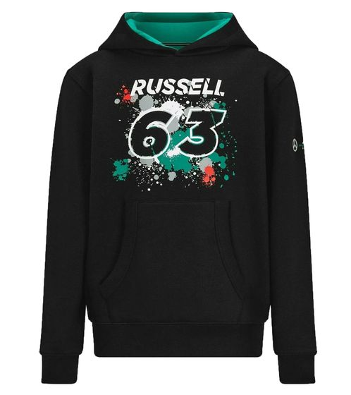 Mercedes-Benz AMG Petronas F1 George Russell Hoodie nachhaltiges Mädchen und Jungen Kapuzen-Sweatshirt Formel 1 701220864 001 Schwarz