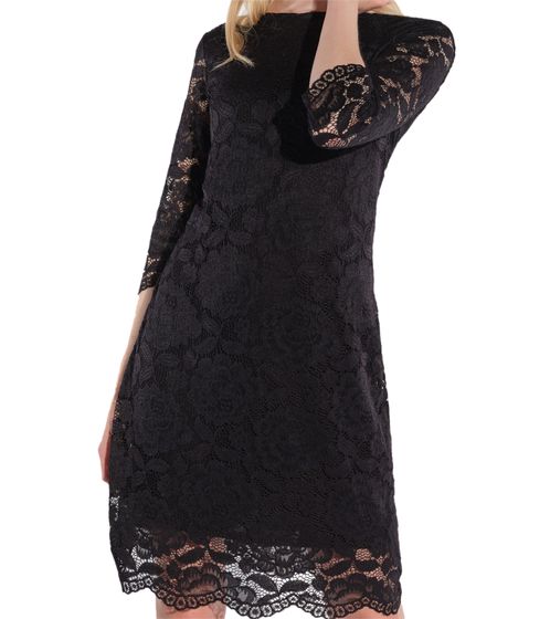 vestino Damen Spitzen-Kleid Mini-Kleid Freizeit-Kleid 3/4-Arm 900538 Schwarz