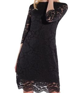 vestino Damen Spitzen-Kleid Mini-Kleid Freizeit-Kleid 3/4-Arm 900538 Schwarz
