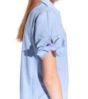 Blusa de mujer Vestino de manga corta con lazo, blusa estilo camisa, camisa de negocios 901149 azul