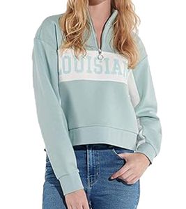 vestino Damen Boxy Cropped Sweatshirt mit Stehkragen Trojer Alltags-Pulli Oversized 900390 Hellblau