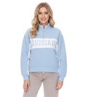 vestino Damen Boxy Cropped Sweatshirt mit Stehkragen Trojer Alltags-Pulli Oversized 900390 Hellblau