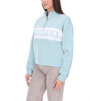 vestino Women's Boxy Cropped Sweatshirt with Stand-Up Collar, Trojer Everyday Sweater, Oversized 900390 Light Blue