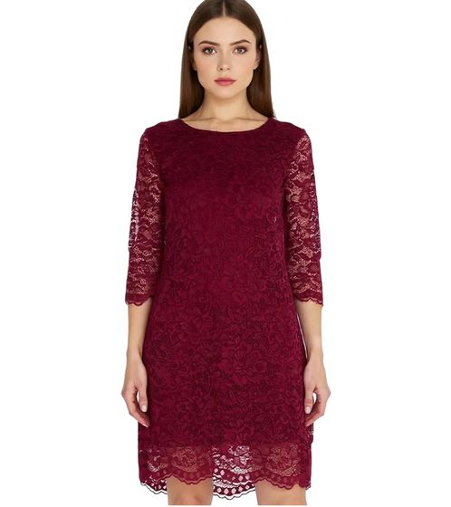 vestino Damen Spitzen-Kleid Mini-Kleid Freizeit-Kleid 3/4-Arm 900538 Rot