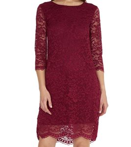vestino Damen Spitzen-Kleid Mini-Kleid Freizeit-Kleid 3/4-Arm 900538 Rot