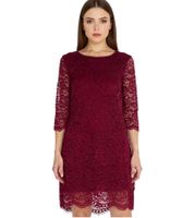vestino Women's Lace Dress, Mini Dress, Casual Dress, 3/4-Sleeve, 900538, Red
