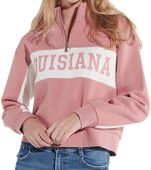 Sudadera corta con cuello alto y corte cuadrado para mujer Vestino, suéter de diario Trojer extragrande 900390 Rosa viejo