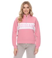 Vestino Felpa Corta Boxy da Donna con Collo Alto Trojer Maglione Oversized da Giorno 900390 Rosa Antico