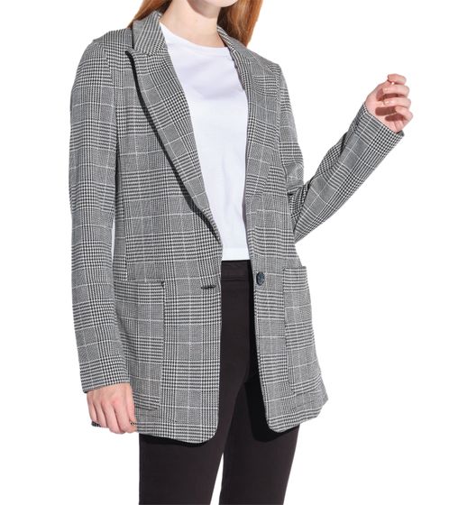 vestino Damen Blazer karierter Frühlings-Blazer mit Reverskragen Alltags-Sakko 900719 Grau