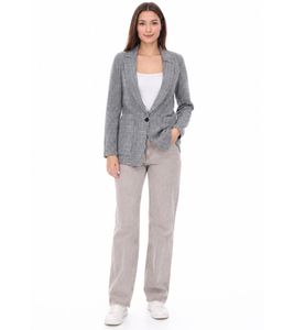 Vestino Women's Checkered Autumn Blazer with Lapel Collar, Everyday Jacket 900719 Gray