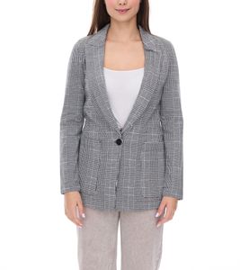 Blazer à carreaux pour femme Vestino, veste de printemps avec col à revers, veste de tous les jours 900719 gris