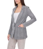 Vestino Women's Checkered Autumn Blazer with Lapel Collar, Everyday Jacket 900719 Gray