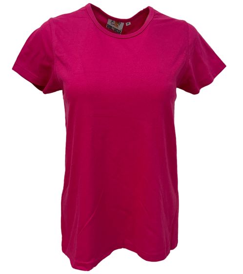 WORXWEAR Damen T-Shirt modisches Rundhals-Shirt mit 180gsm Kurzarm-Shirt Rosa