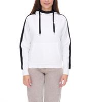 felpa con cappuccio da donna vestino con strisce a contrasto, maglione con cappuccio, maglione per tutti i giorni 900031 bianco