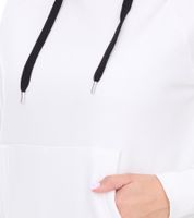 felpa con cappuccio da donna vestino con strisce a contrasto, maglione con cappuccio, maglione per tutti i giorni 900031 bianco