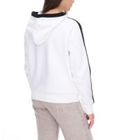 felpa con cappuccio da donna vestino con strisce a contrasto, maglione con cappuccio, maglione per tutti i giorni 900031 bianco