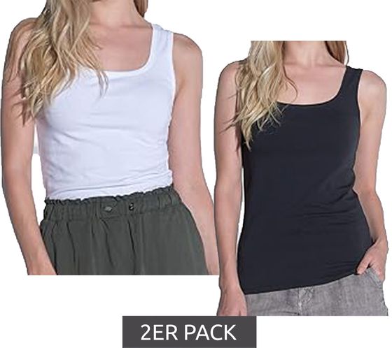Confezione da 2 top estivo da donna COURSE in cotone elasticizzato 901241 nero e bianco